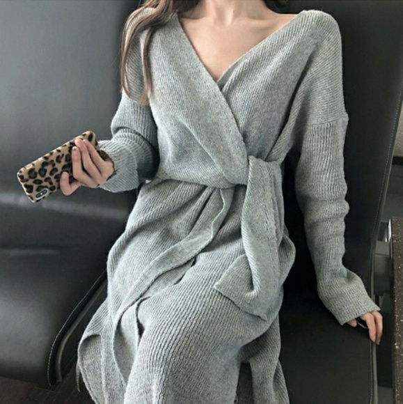 tie front sweater dress
